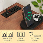 Kitchen Storage Cabinet Pantry Cupboard with Charging Station and 3 Drawers