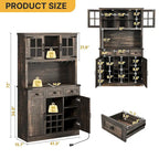 Kitchen Storage Cabinet Pantry Cupboard with Charging Station and 3 Drawers