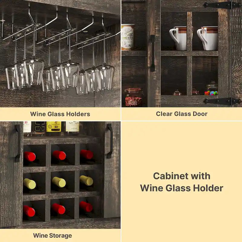 Kitchen Storage Cabinet Pantry Cupboard with Charging Station and 3 Drawers