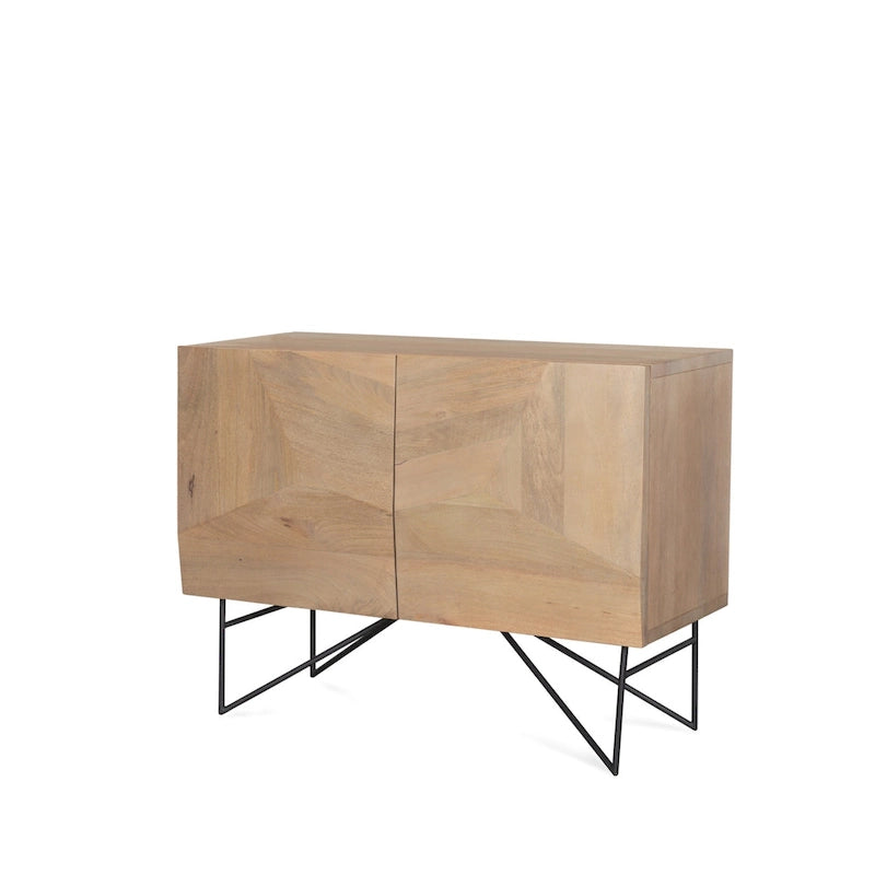 Darwin Light Brown Wooden 2 Door w/ 2 Shelves Accent Cabinet - 44.0L x 17.5W x 30.0H