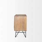 Light Brown Wooden 2 Door w/ 2 Shelves Accent Cabinet - 44.0L x 17.5W x 30.0H