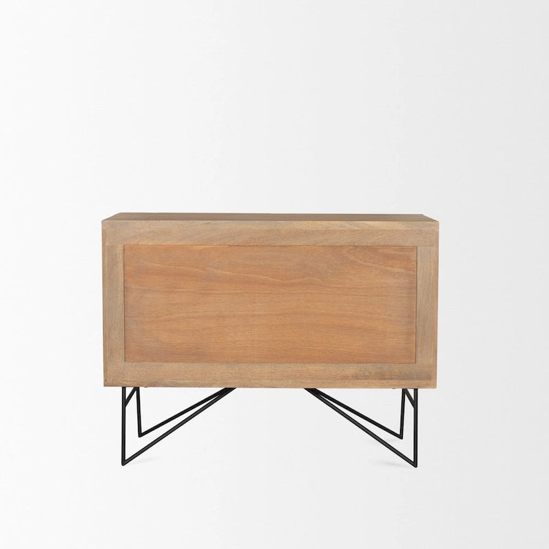 Light Brown Wooden 2 Door w/ 2 Shelves Accent Cabinet - 44.0L x 17.5W x 30.0H