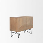 Light Brown Wooden 2 Door w/ 2 Shelves Accent Cabinet - 44.0L x 17.5W x 30.0H
