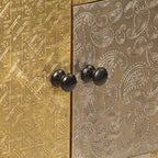 Sideboard 31.5x11.8x29.5" Solid Acacia Wood, Honey/Multi, 2-Door