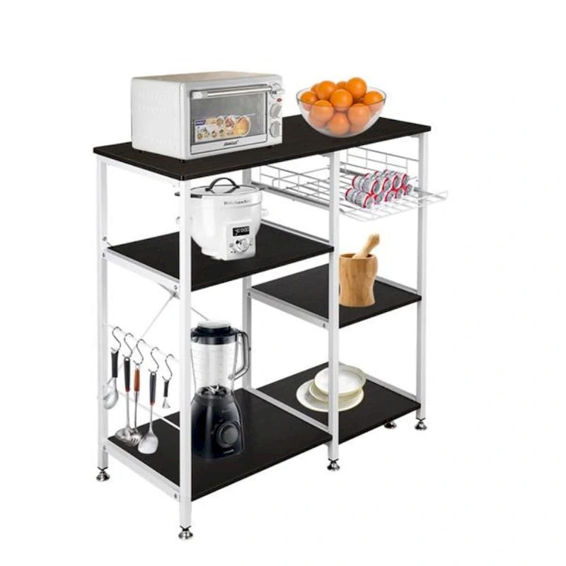 Kitchen Bakers Rack Utility Storage Shelf Microwave Stand 3-Tier Table For Spice Rack Organizer Workstation, Dark Brown