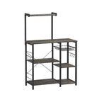 Kitchen Microwave Oven Stand Shelf with Wire Basket and 6 S-Hooks - 35.4L x 15.7W x 52H