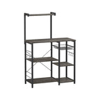 Kitchen Microwave Oven Stand Shelf with Wire Basket and 6 S-Hooks - 35.4L x 15.7W x 52H