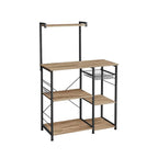 Kitchen Microwave Oven Stand Shelf with Wire Basket and 6 S-Hooks - 35.4L x 15.7W x 52H