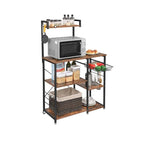 Kitchen Microwave Oven Stand Shelf with Wire Basket and 6 S-Hooks - 35.4L x 15.7W x 52H