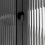 Black Highboard with Fluted Glass & Steel Frame, 33.5"×15.7"×70.9"