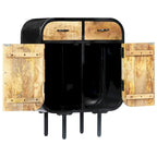 Brown Mango Wood & Iron Sideboard, 2-Door 2-Drawer, 1-Person Assembly