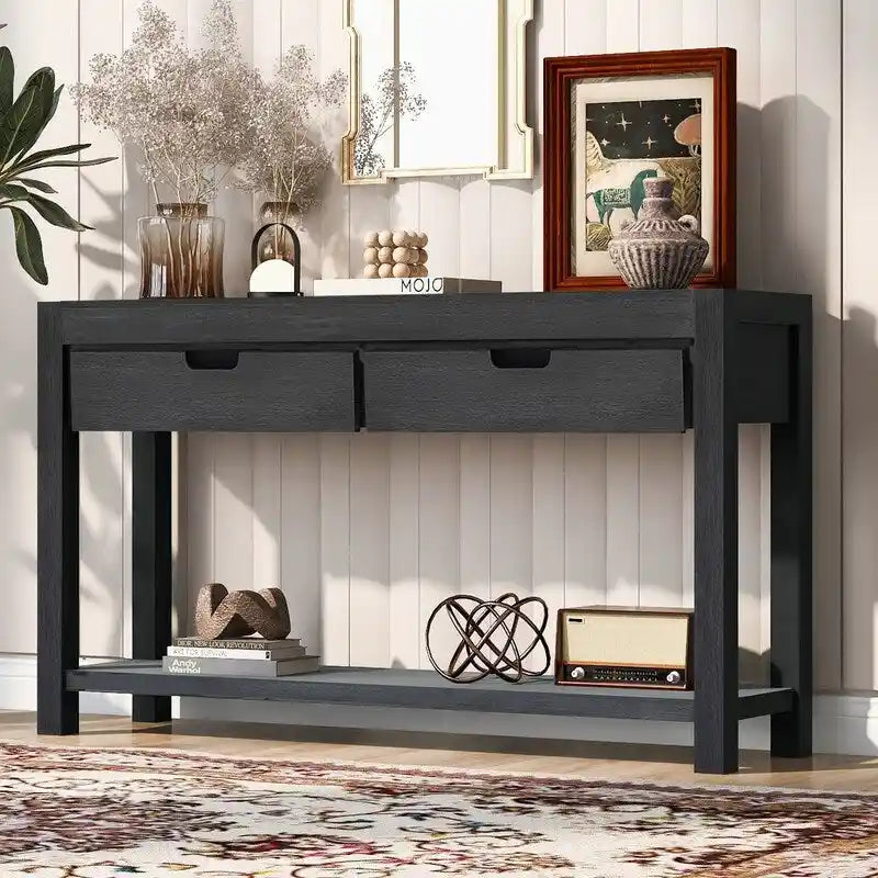 55.1W Console Table with 2 Drawers and 1 Shelf - N/A