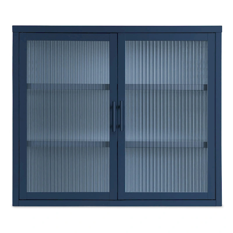 Modern Glass Door Wall Cabinet With Detachable Shelves