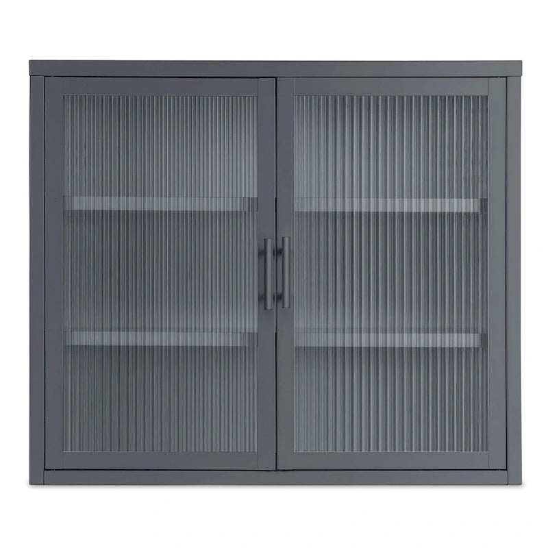 Modern Glass Door Wall Cabinet With Detachable Shelves