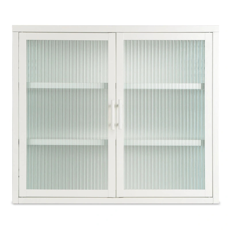 Modern Glass Door Wall Cabinet With Detachable Shelves