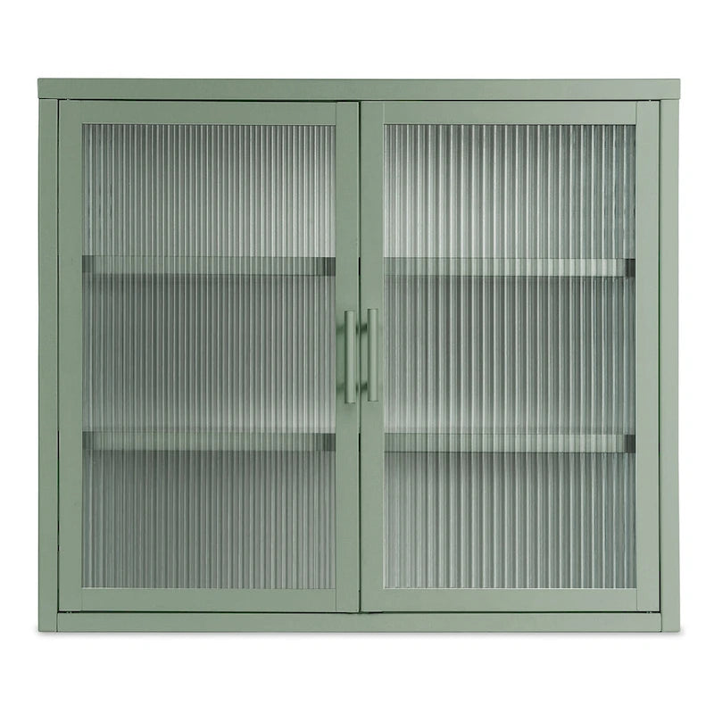 Modern Glass Door Wall Cabinet With Detachable Shelves