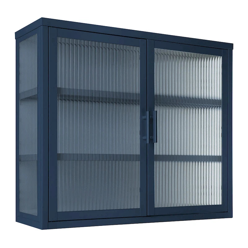 Modern Glass Door Wall Cabinet With Detachable Shelves