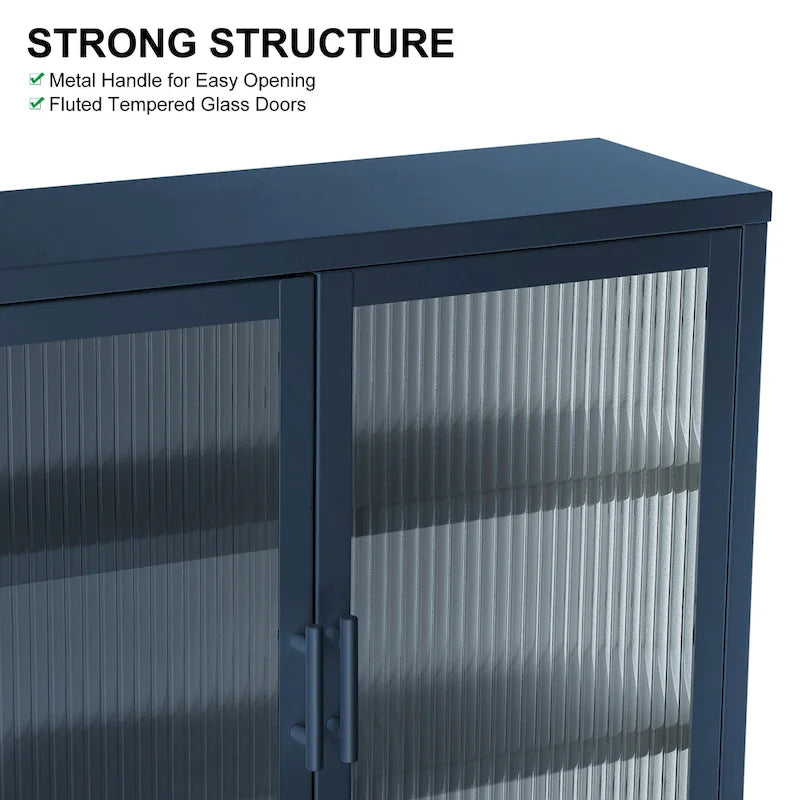 Modern Glass Door Wall Cabinet With Detachable Shelves