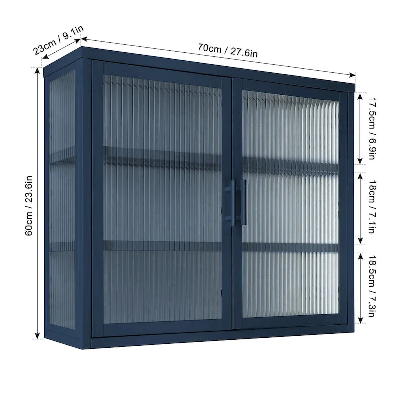 Modern Glass Door Wall Cabinet With Detachable Shelves