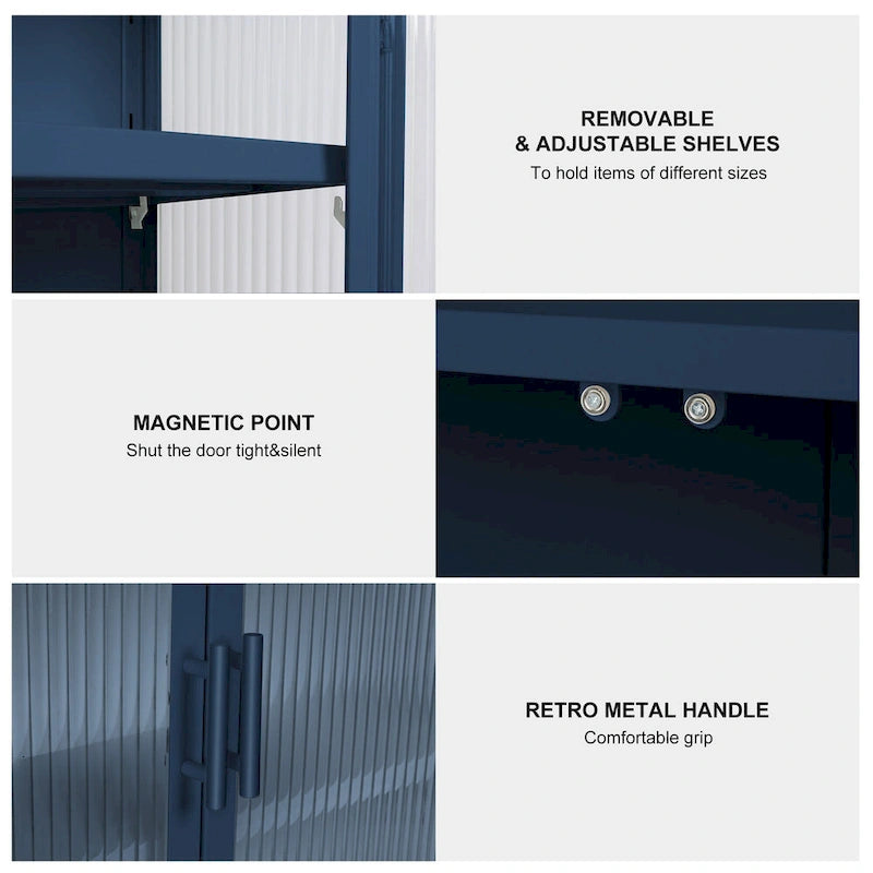 Modern Glass Door Wall Cabinet With Detachable Shelves