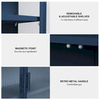 Modern Glass Door Wall Cabinet With Detachable Shelves