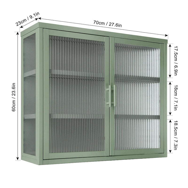 Modern Glass Door Wall Cabinet With Detachable Shelves