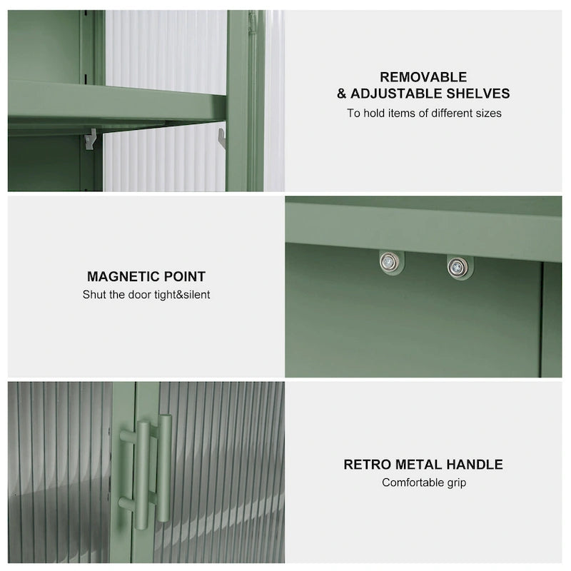 Modern Glass Door Wall Cabinet With Detachable Shelves