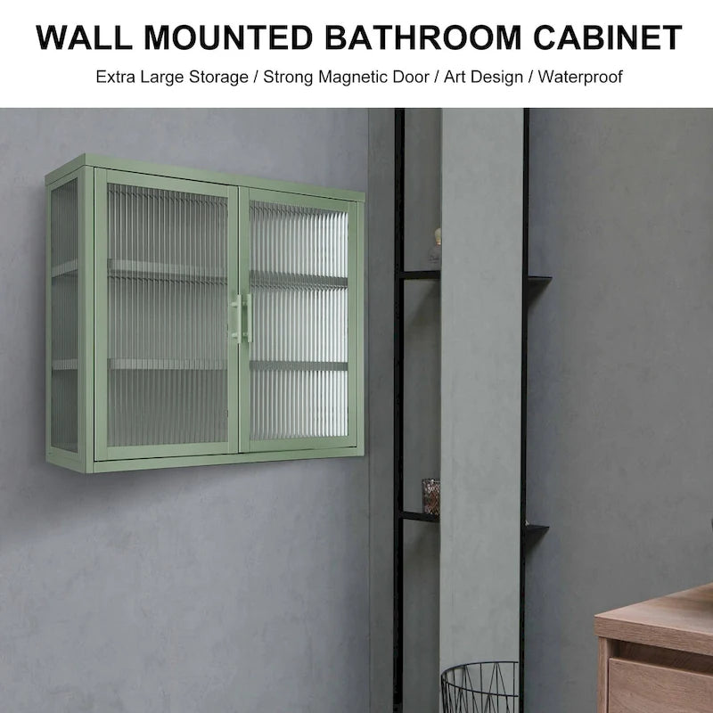 Modern Glass Door Wall Cabinet With Detachable Shelves