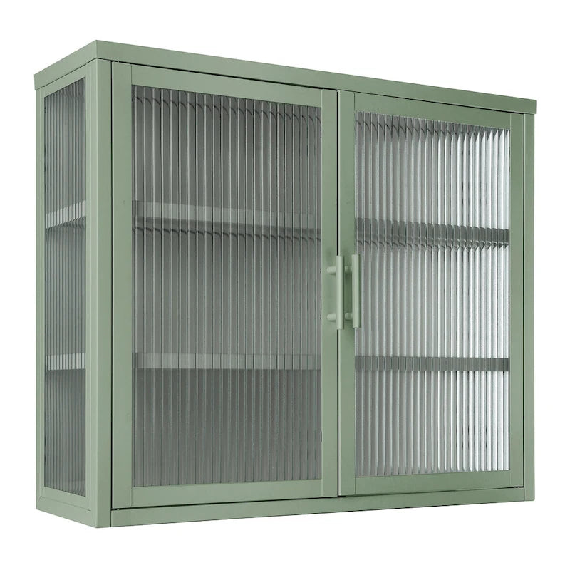 Modern Glass Door Wall Cabinet With Detachable Shelves