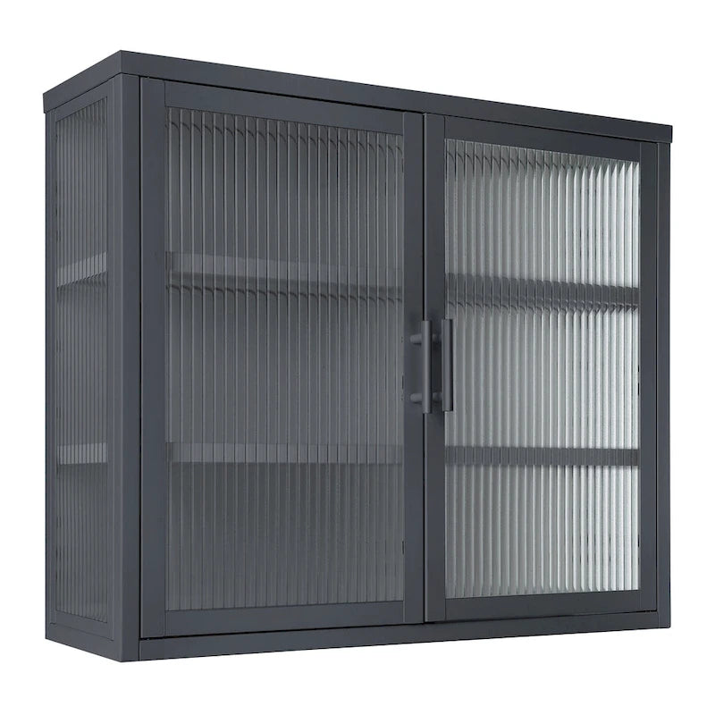 Modern Glass Door Wall Cabinet With Detachable Shelves