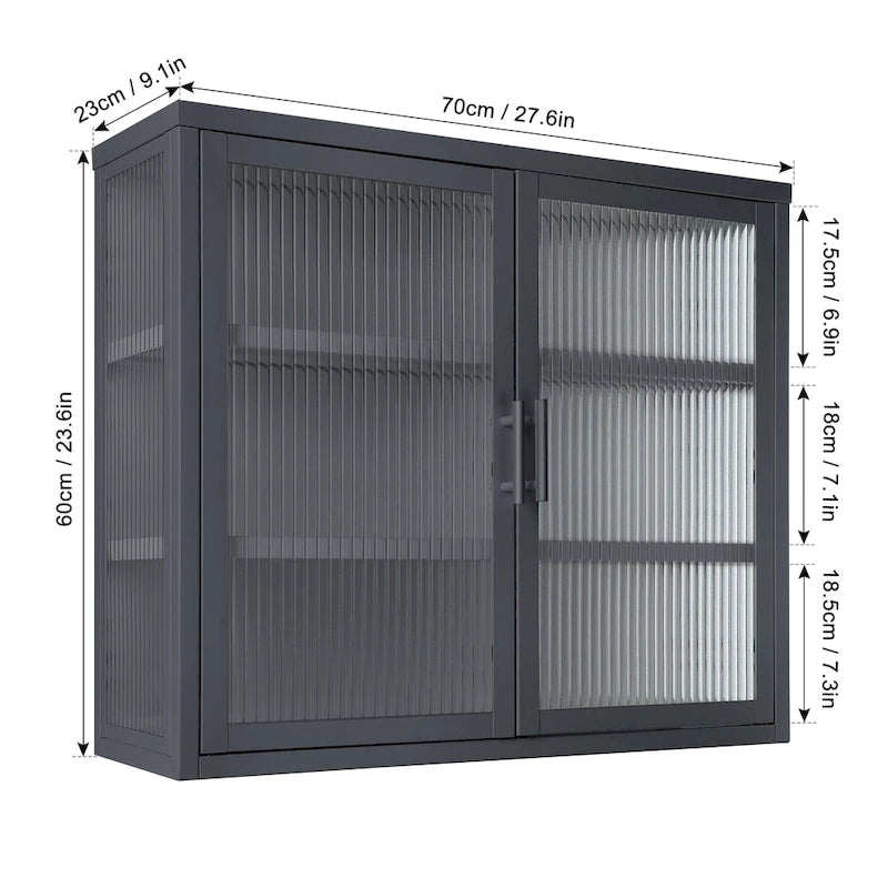 Modern Glass Door Wall Cabinet With Detachable Shelves