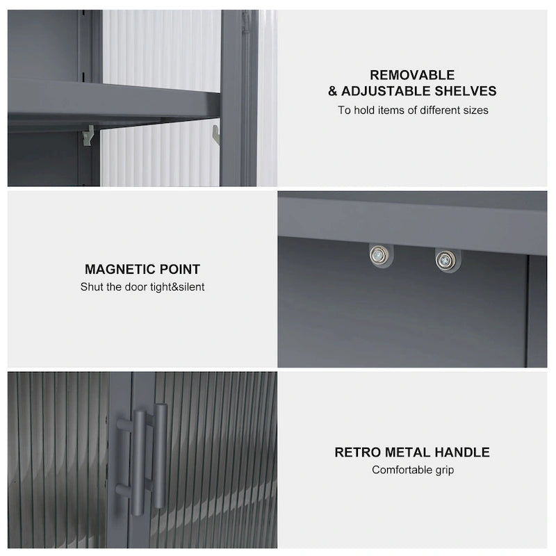 Modern Glass Door Wall Cabinet With Detachable Shelves