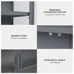 Modern Glass Door Wall Cabinet With Detachable Shelves