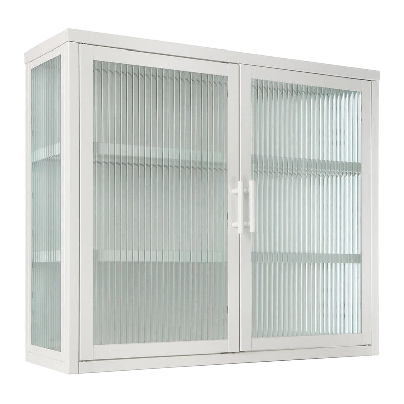 Modern Glass Door Wall Cabinet With Detachable Shelves