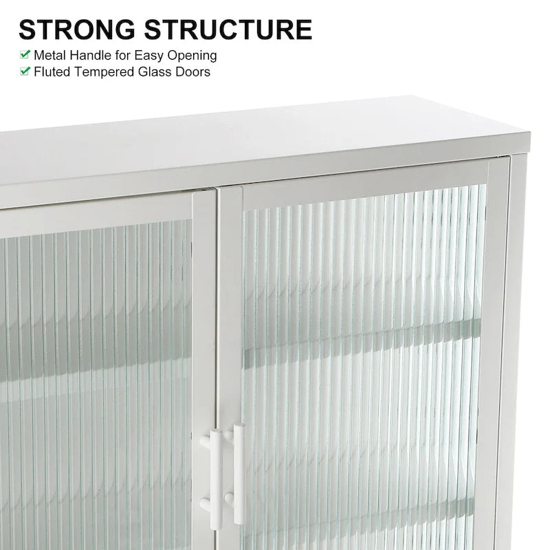 Modern Glass Door Wall Cabinet With Detachable Shelves