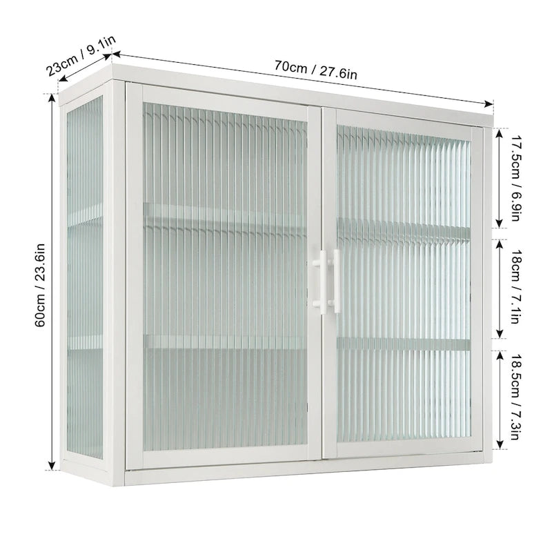 Modern Glass Door Wall Cabinet With Detachable Shelves