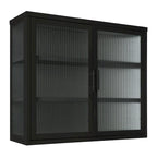 Modern Glass Door Wall Cabinet With Detachable Shelves