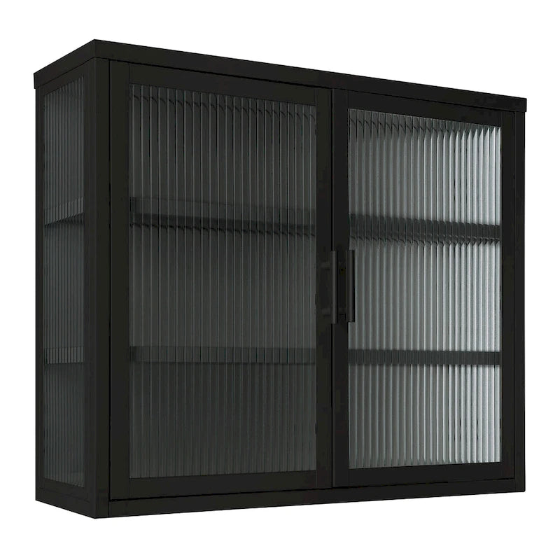 Modern Glass Door Wall Cabinet With Detachable Shelves