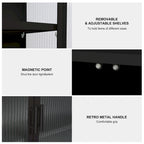 Modern Glass Door Wall Cabinet With Detachable Shelves