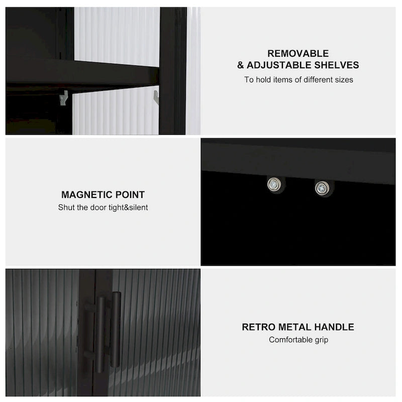 Modern Glass Door Wall Cabinet With Detachable Shelves