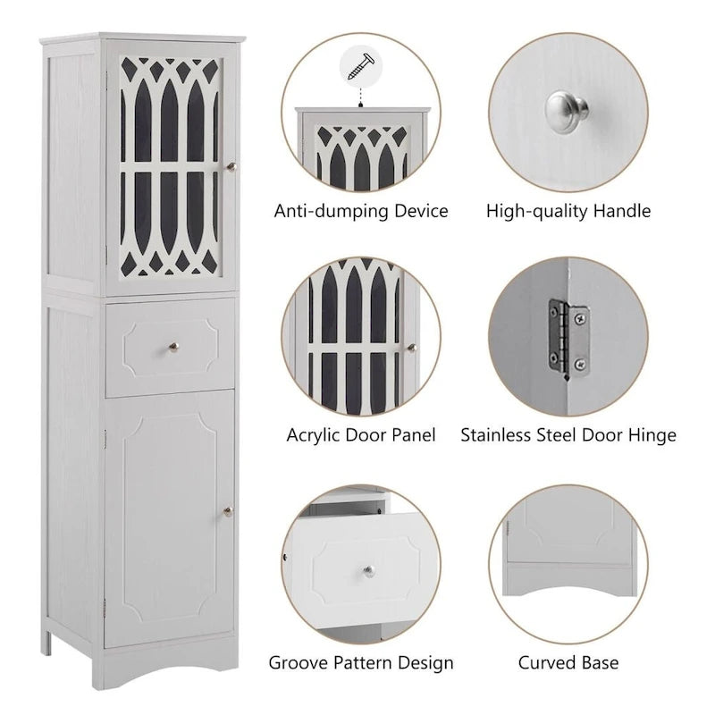 Tall Bathroom Cabinet Freestanding Storage Cabinet with Drawer and Doors