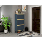 3 Metal Door Shoe Rack, Freestanding Modern Shoe Storage Cabinet, Metal rattan, for Entryway