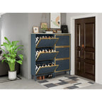 3 Metal Door Shoe Rack, Freestanding Modern Shoe Storage Cabinet, Metal rattan, for Entryway