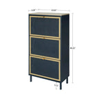 3 Metal Door Shoe Rack, Freestanding Modern Shoe Storage Cabinet, Metal rattan, for Entryway