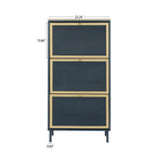 3 Metal Door Shoe Rack, Freestanding Modern Shoe Storage Cabinet, Metal rattan, for Entryway
