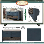 Storage Bench with Removable Basket and 2 Drawers, Fully Assembled Shoe Bench with Removable Cushion (White Washed)