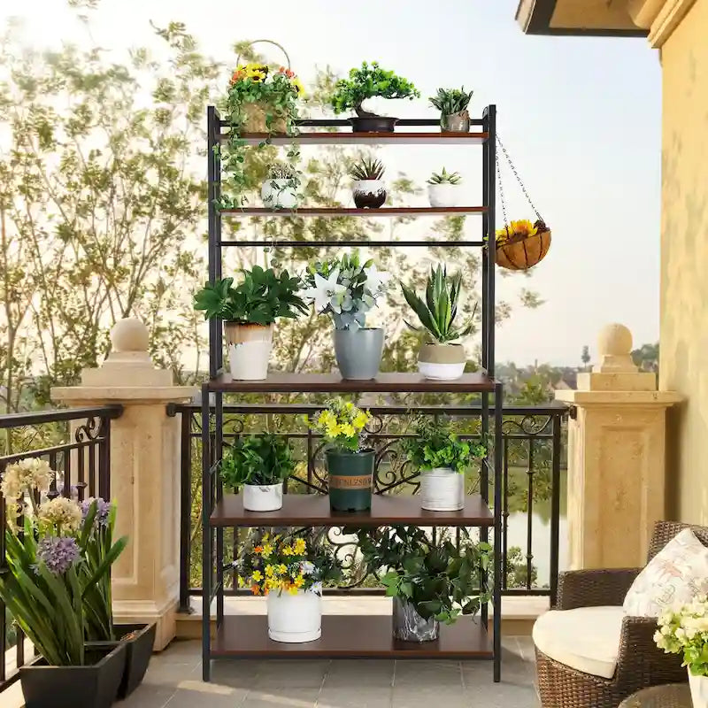 Industrial Kitchen Microwave Oven Stand Storage Rack Organizer Shelf with 10 Hooks