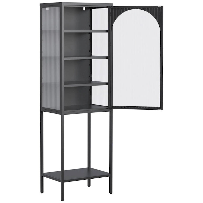 Metal Glass Door 5-Tier Cabinet