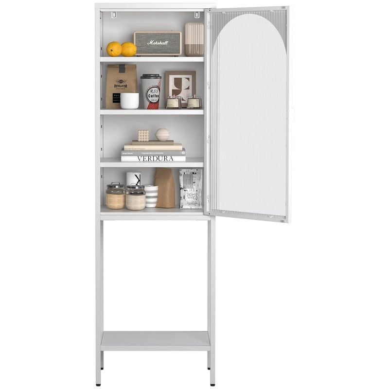 Metal Glass Door 5-Tier Cabinet