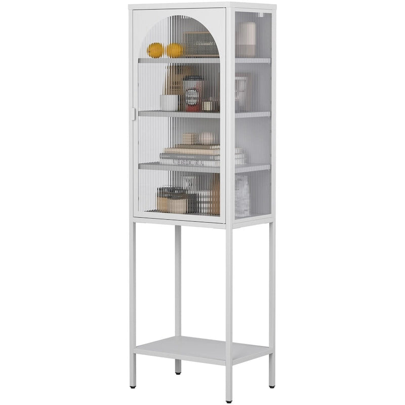 Metal Glass Door 5-Tier Cabinet